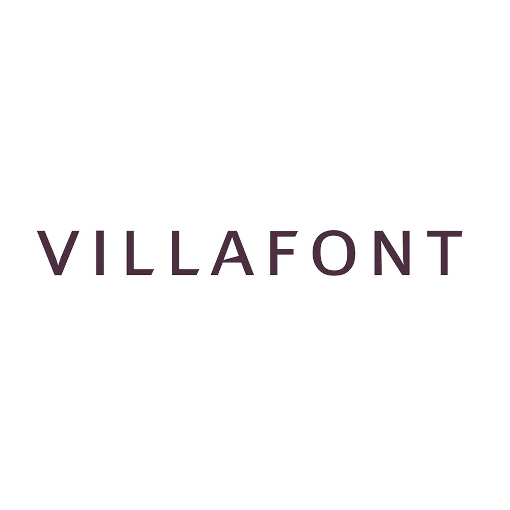 The image features the logo of VILLAFONT with a simple, modern font on a plain white background.