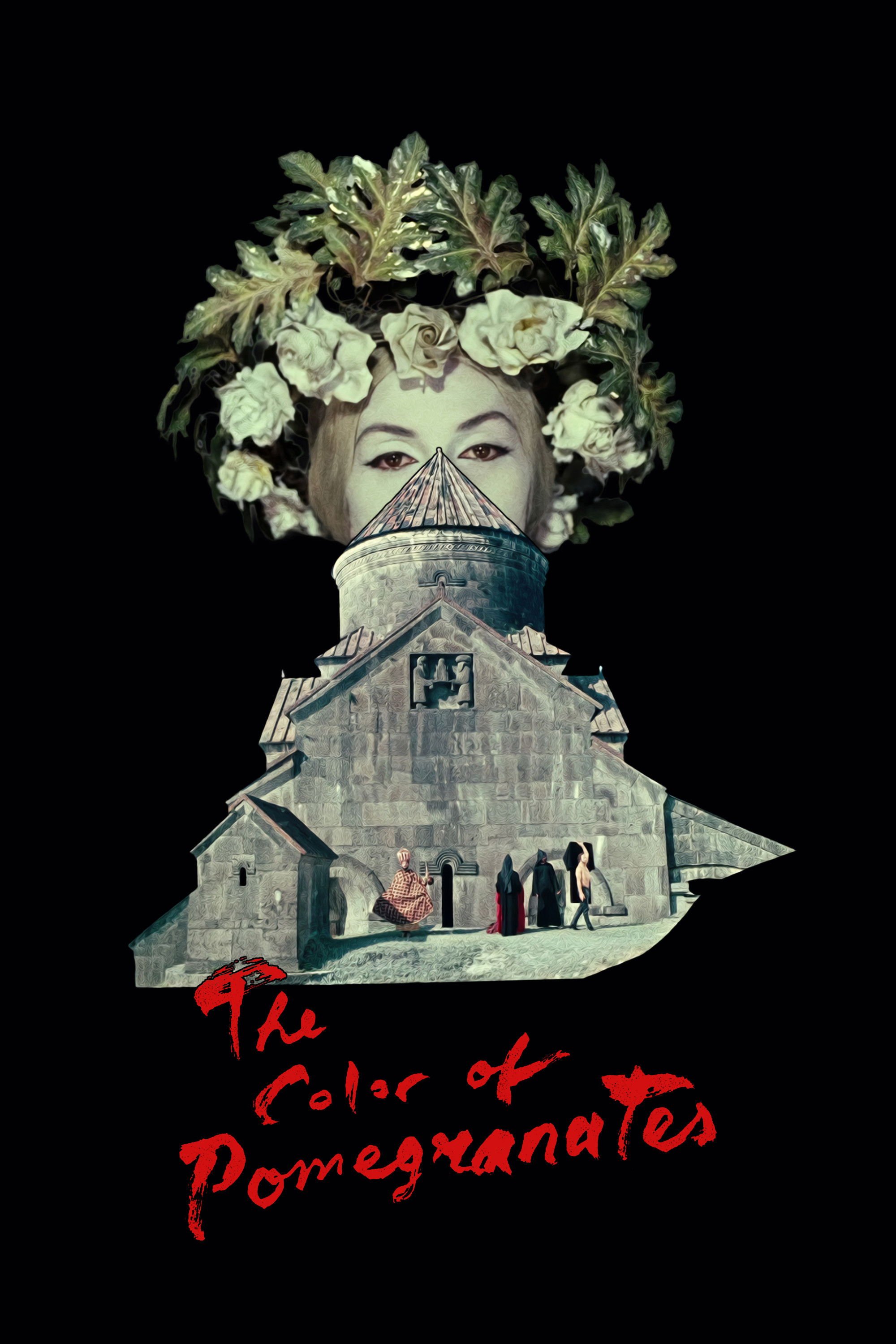 Digital artwork featuring a castle with a woman's face and floral arrangement as hair, and the hand-lettered text 'The color of Pompeii' in red at the bottom.