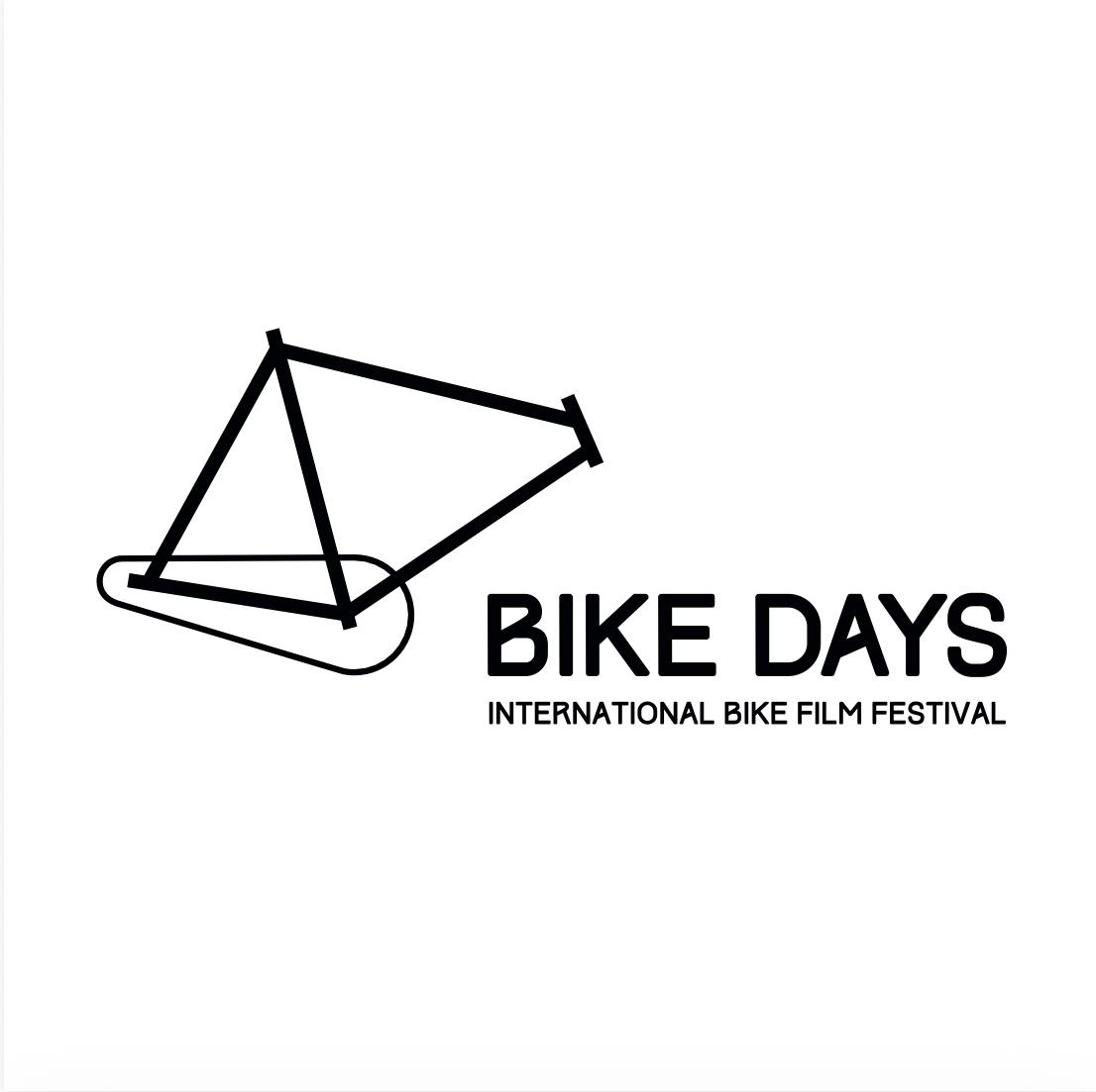 Logo for Bike Days International Bike Film Festival featuring a minimalist geometric design of a bicycle frame with the text 'Bike Days' and 'International Bike Film Festival'.