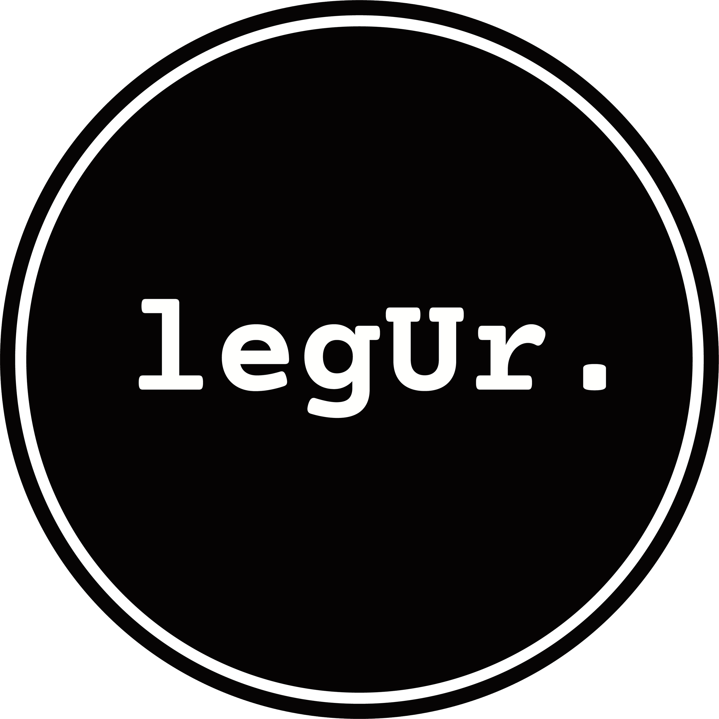 Stylized logo with a black background, white circular outline, and the white text 'LegUr' visible.