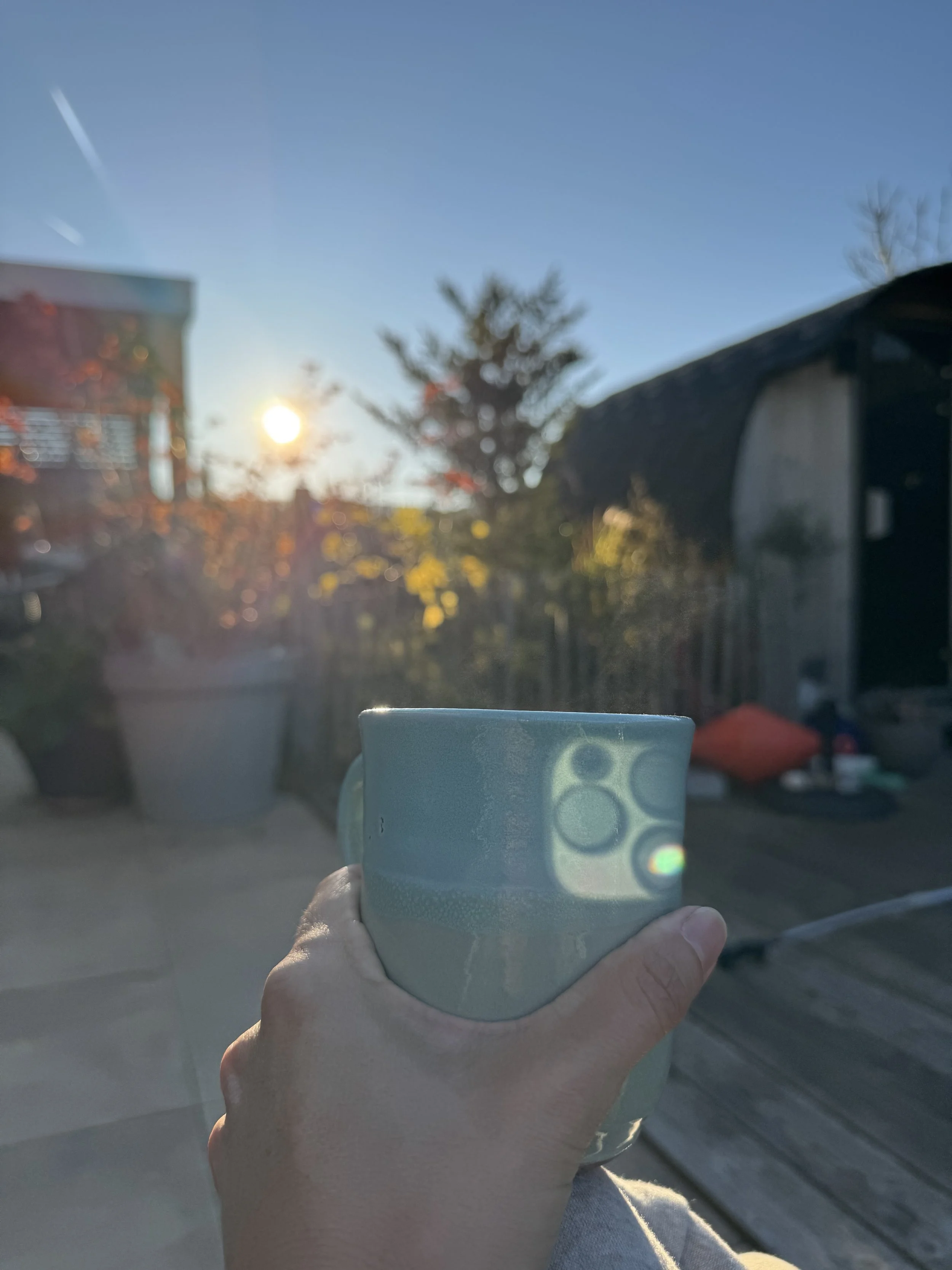 Nachspüren nach der Shiatsu Behandlung in Lanzendorf. Tee im Garten.