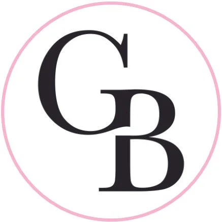 Logo with the letters G and B in black, inside a pink circle.