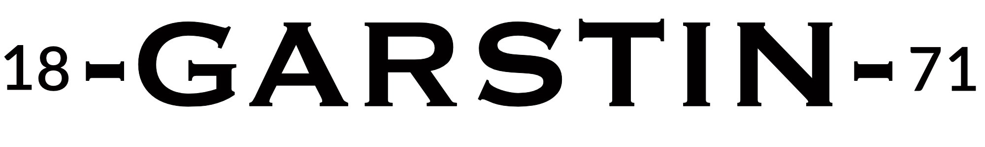 The image displays the word 'GARSIN' in large black text with the atomic number 18 and atomic weight 71 on either side, resembling a chemical element label.