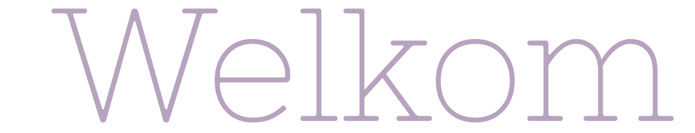 Large purple text on a black background says 'welcome' in lowercase letters.