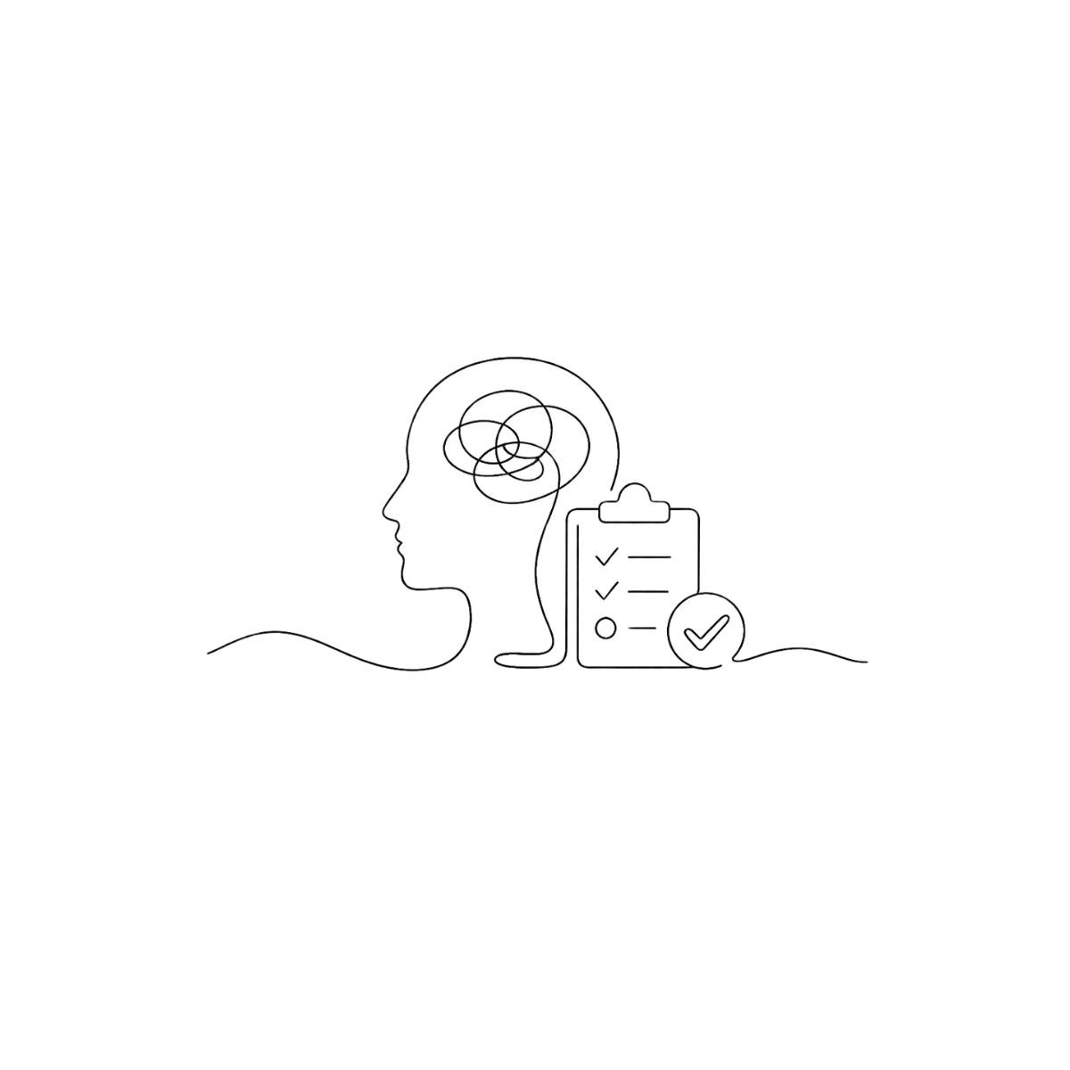 line art drawing of mental health diagnosis