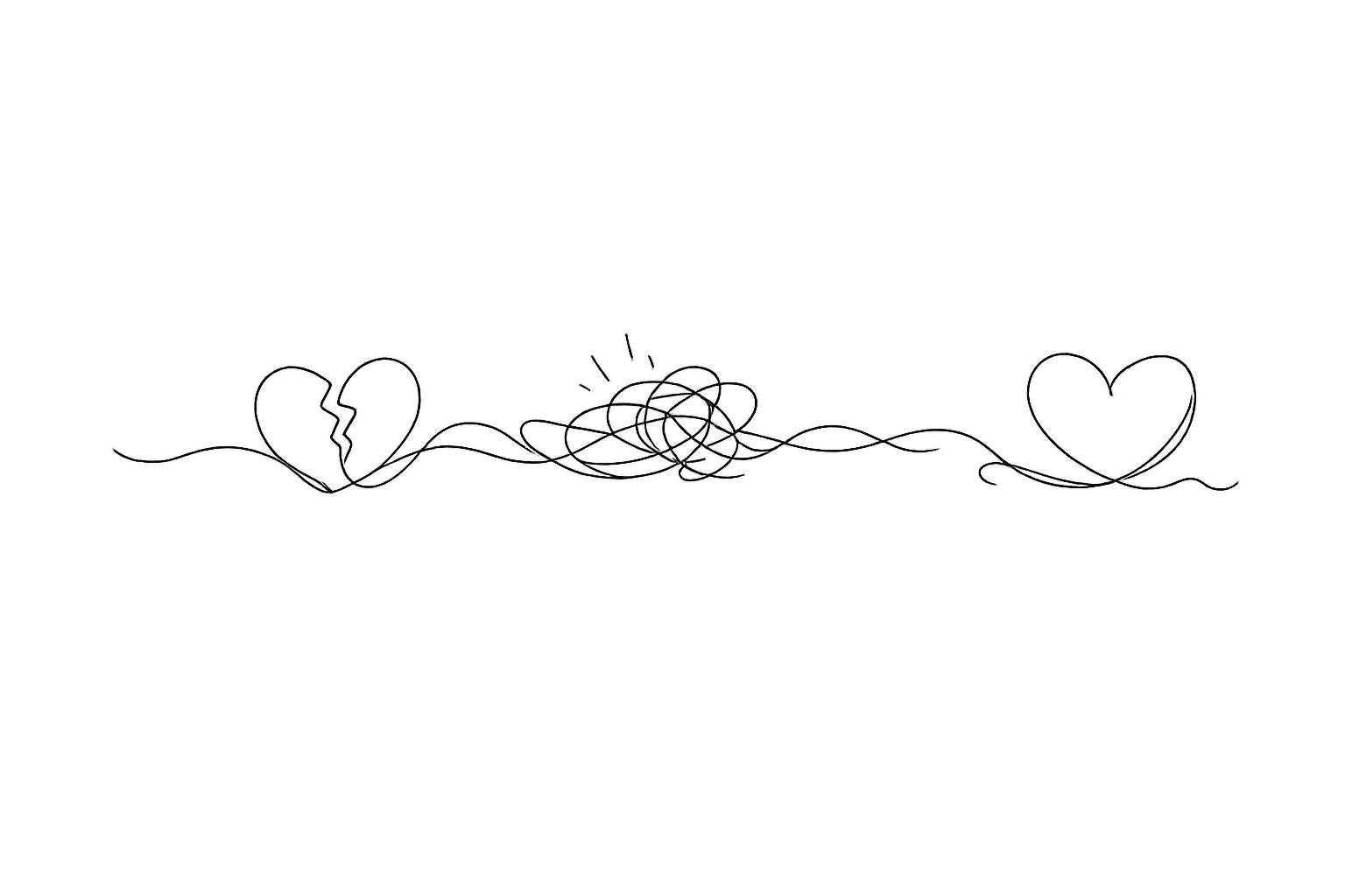 abstract line drawing broken hearts
