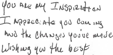 Handwritten note expressing appreciation and best wishes.