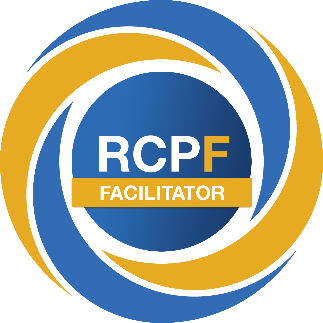 Logo with blue background and yellow circular design, text reads 'RCPF Facilitator'