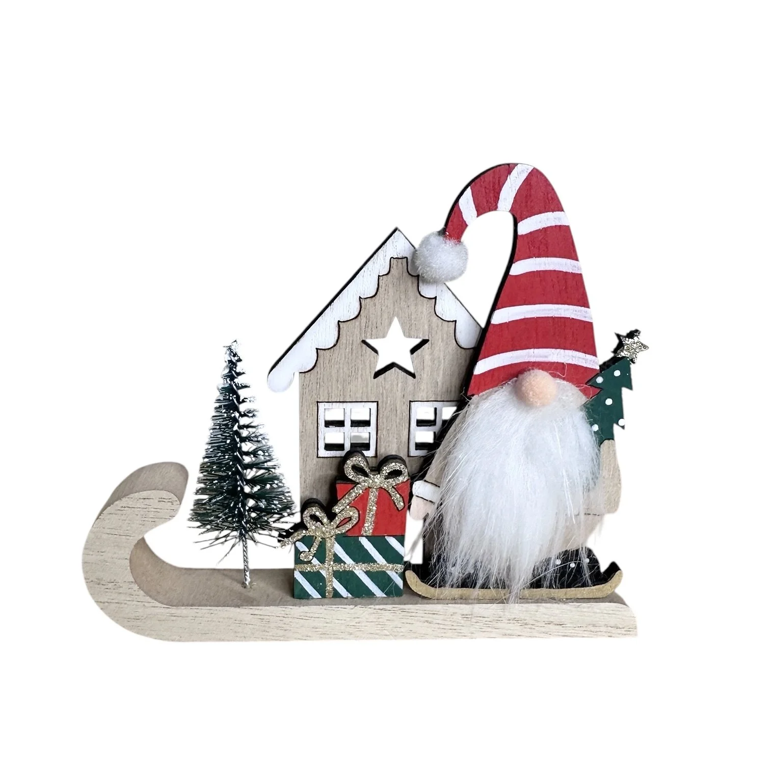 Wooden Santa on Sleigh