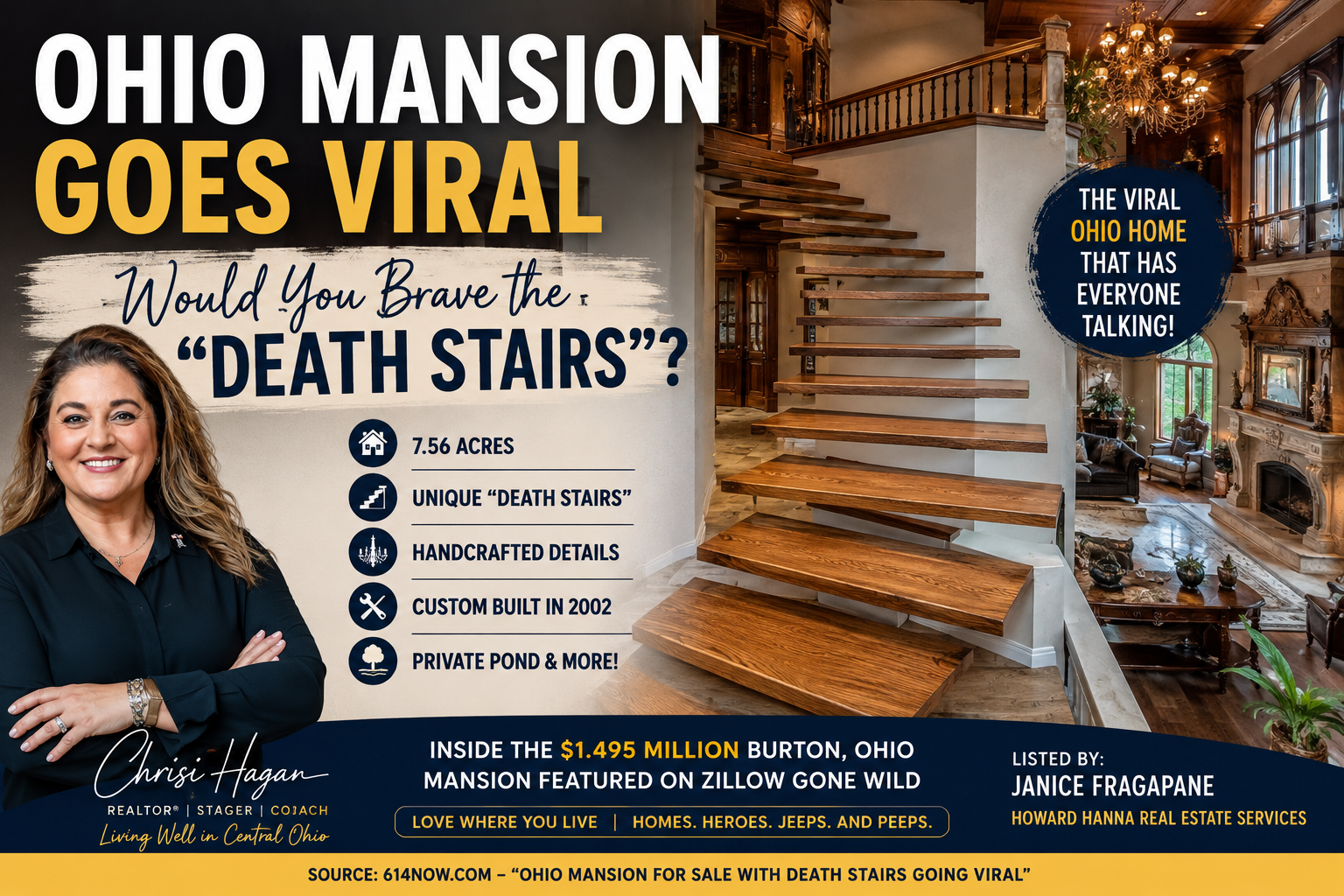Ohio Mansion Goes Viral for Its “Death Stairs,” But Wait Until You See the Rest of the House