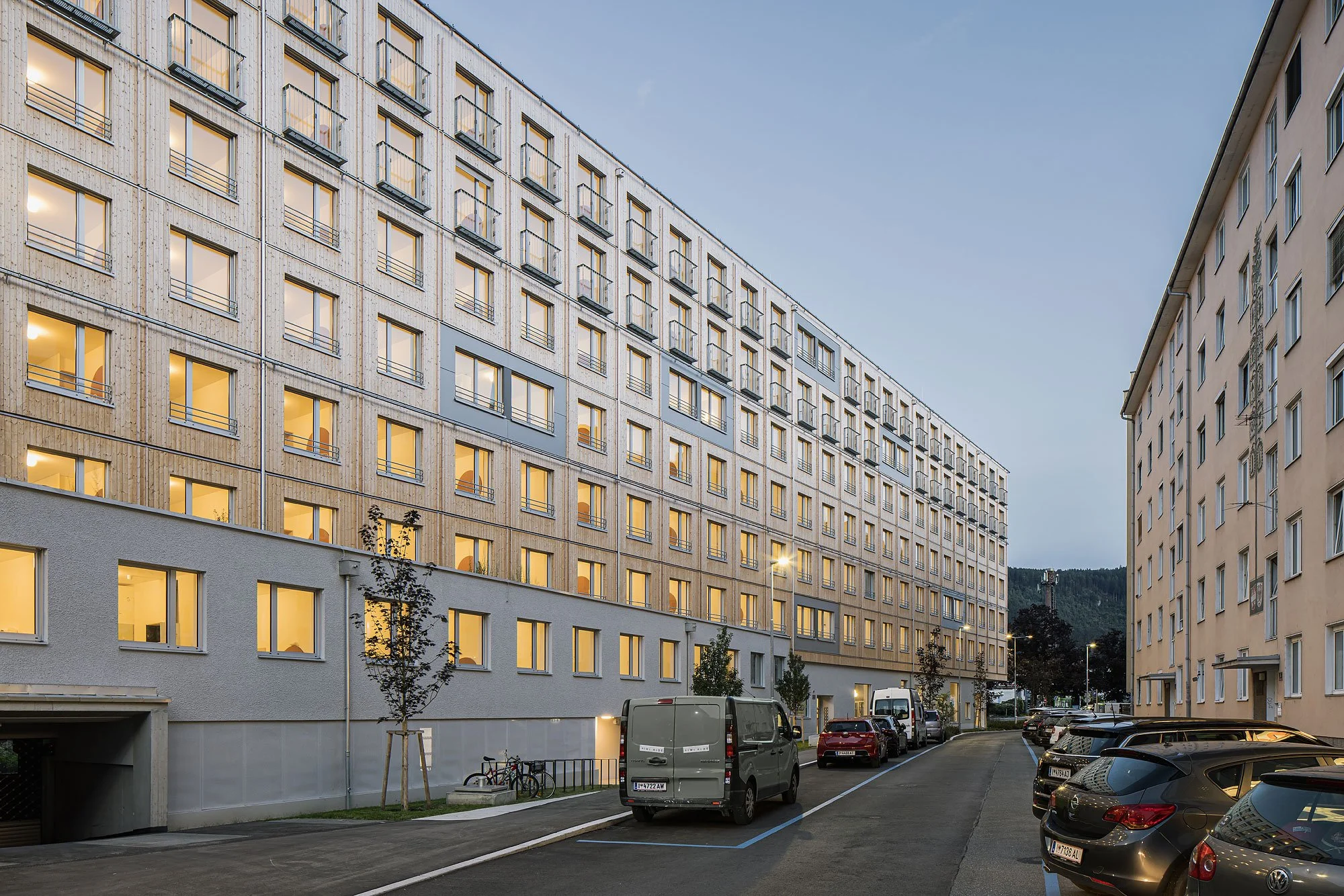 Gästehaus für Studierende, Innsbruck, Betina Hanel, Gerhard Manzl, Rubner Holzbau, Christian Flatscher, Architekturfotografie, Fotografie, Architektur, Tirol