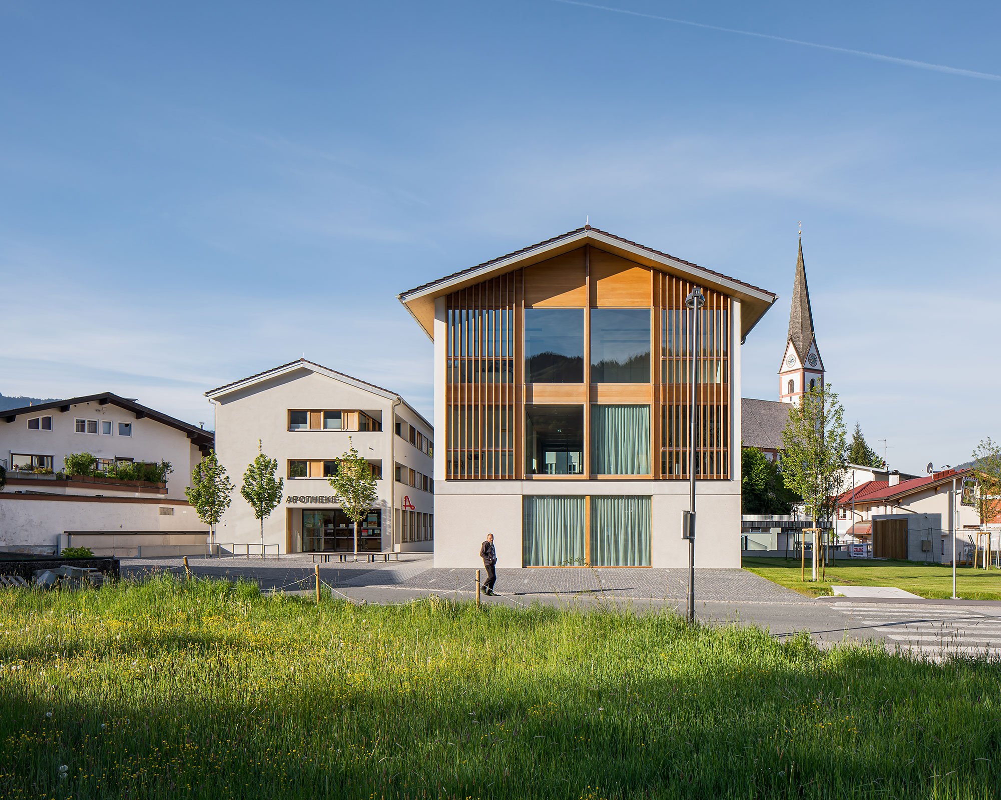 Dorfzentrum Niederndorf, Niederndorf, Bernhard Berger, Wolfgang Ritter, Christian Flatscher, Architekturfotografie, Fotografie, Architektur, Tirol