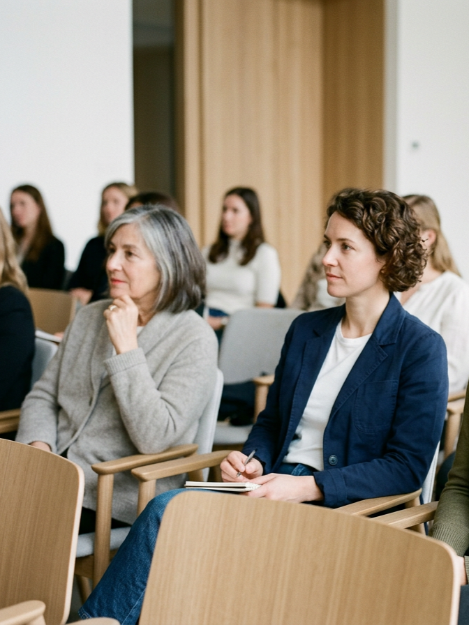 Women listening at a workplace talk