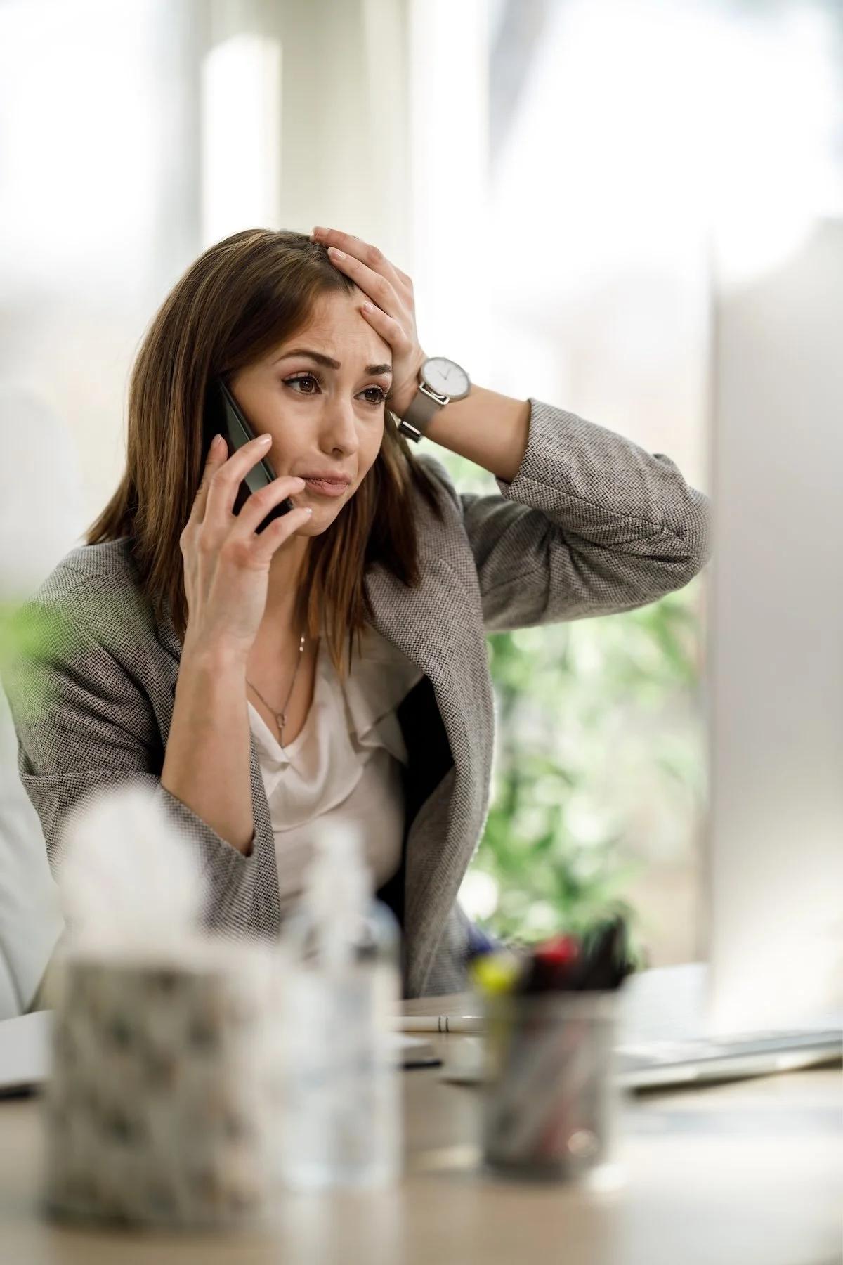 stressed woman at work