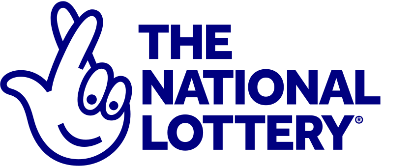 Logo of The National Lottery featuring a stylized hand with crossed fingers and smiling face, with the text 'THE NATIONAL LOTTERY' beside it.