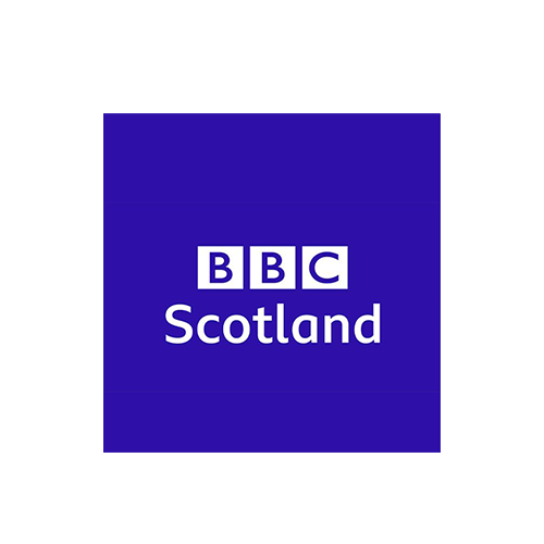 The BBC Scotland logo on a dark blue background.