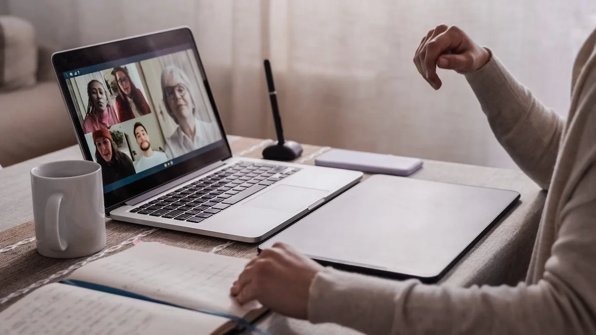 person on laptop doing training