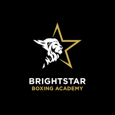 Logo for Brightstar Boxing Academy featuring a lion's head and a star on a black background.