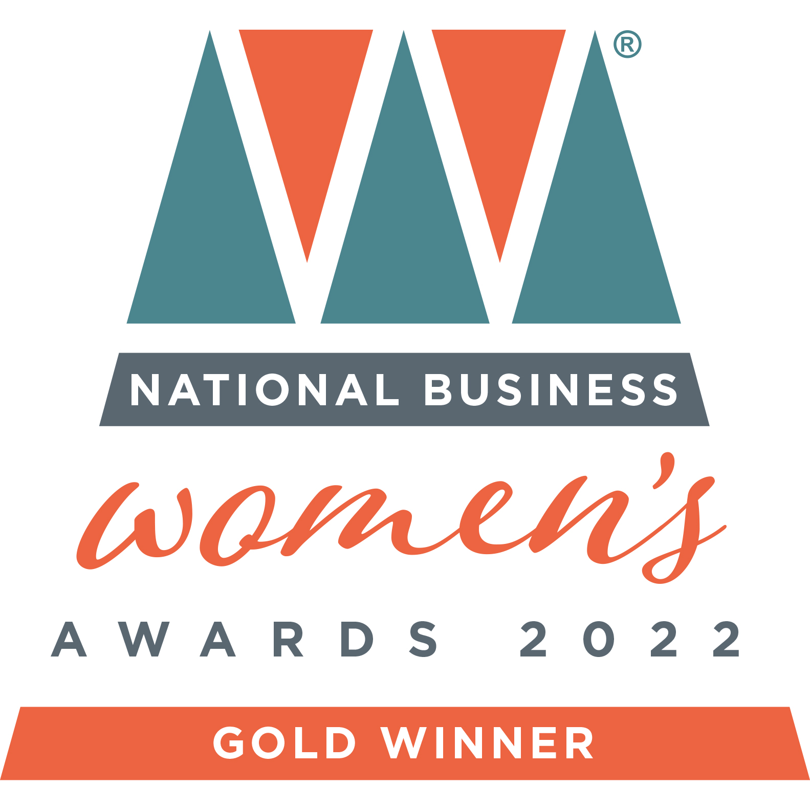 A logo for the Women’s Women’s Awards 2022, recognizing a gold winner from the National Business Awards.