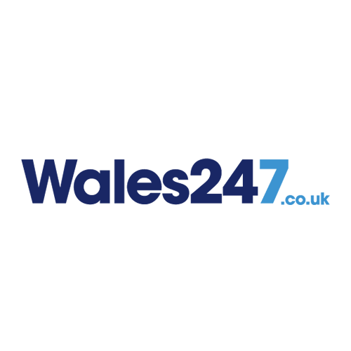 Logo for Wales247.co.uk with a black background and blue text.