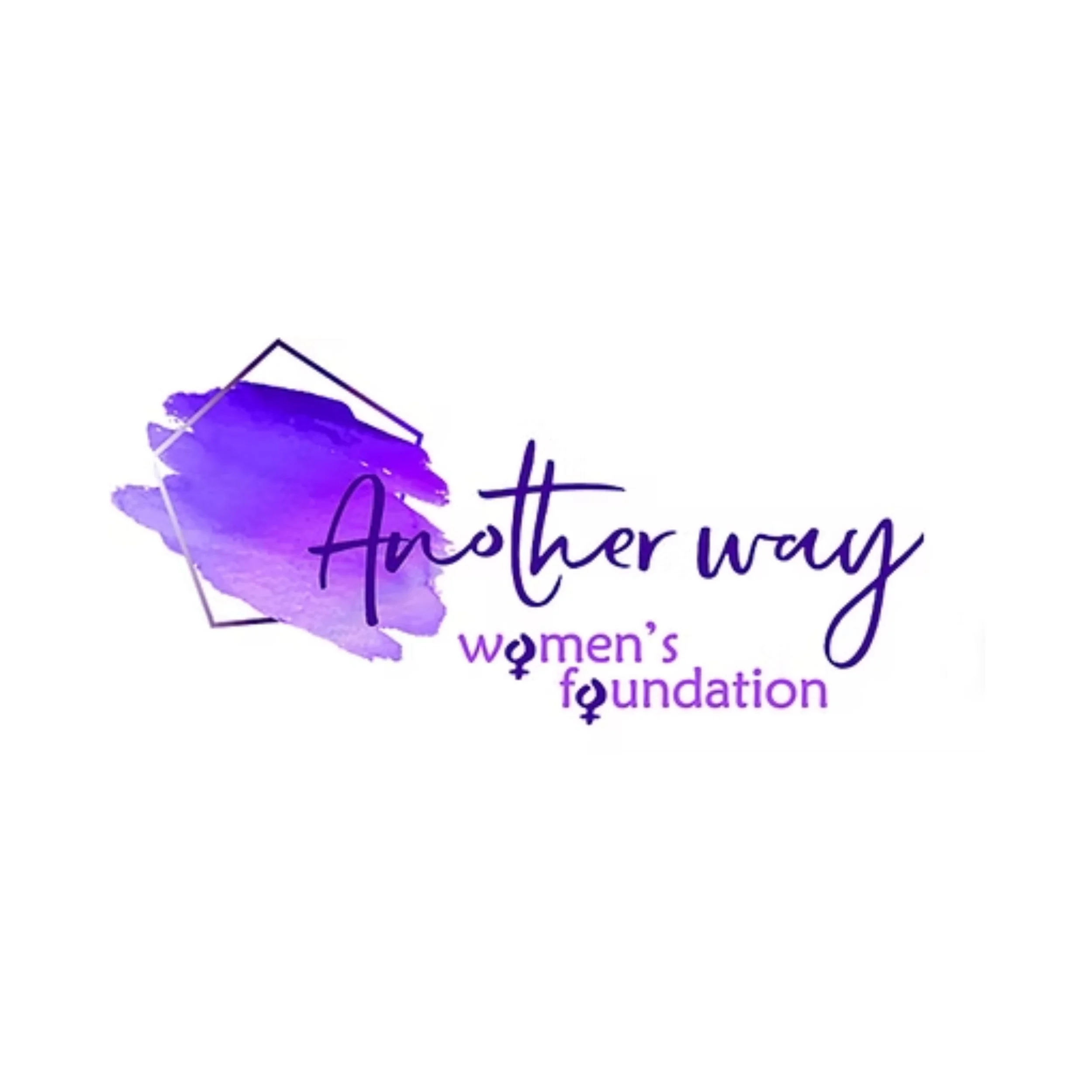 Text that reads 'Artistry Women's Foundation' in purple, with a purple watercolor splash behind it, on a white background.