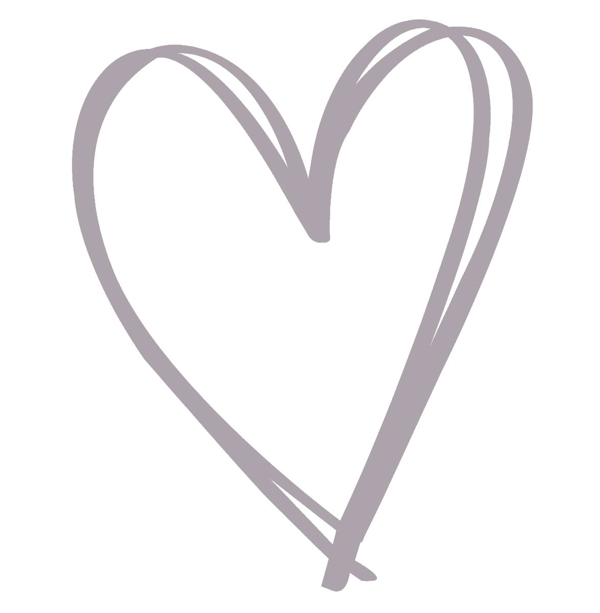 Black outline drawing of a heart with a small cross at the bottom.