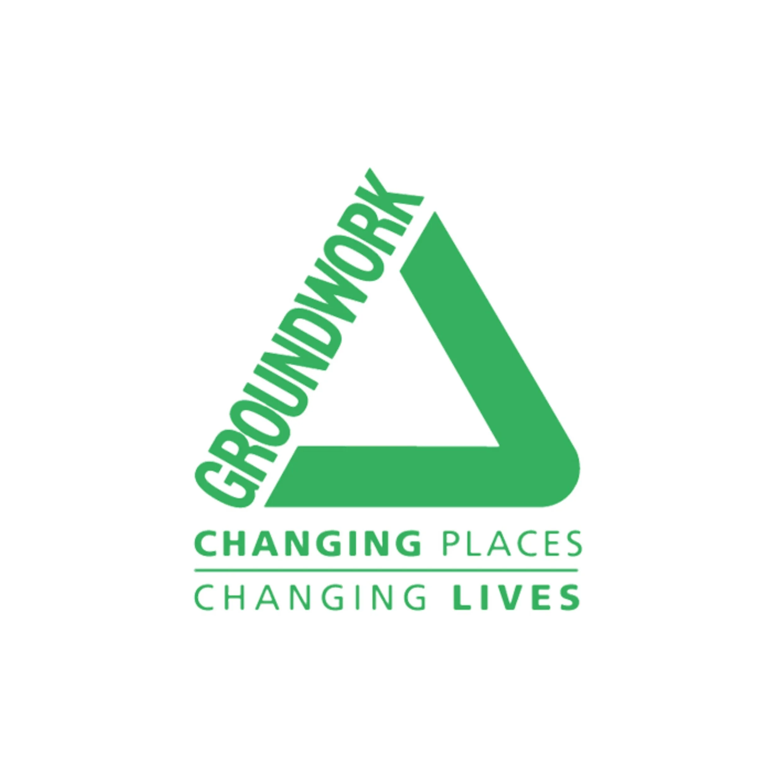 Green logo with a triangle and the words 'GROW FOOD' and 'CHANGING PLACES CHANGING LIVES' in green text surrounding the triangle.