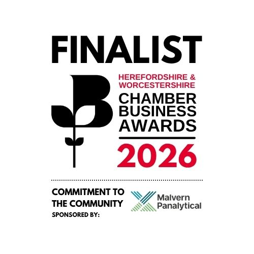 Finalist logo for the Herefordshire and Worcestershire Chamber Business Awards 2026, sponsored by Malvern Panalytical.