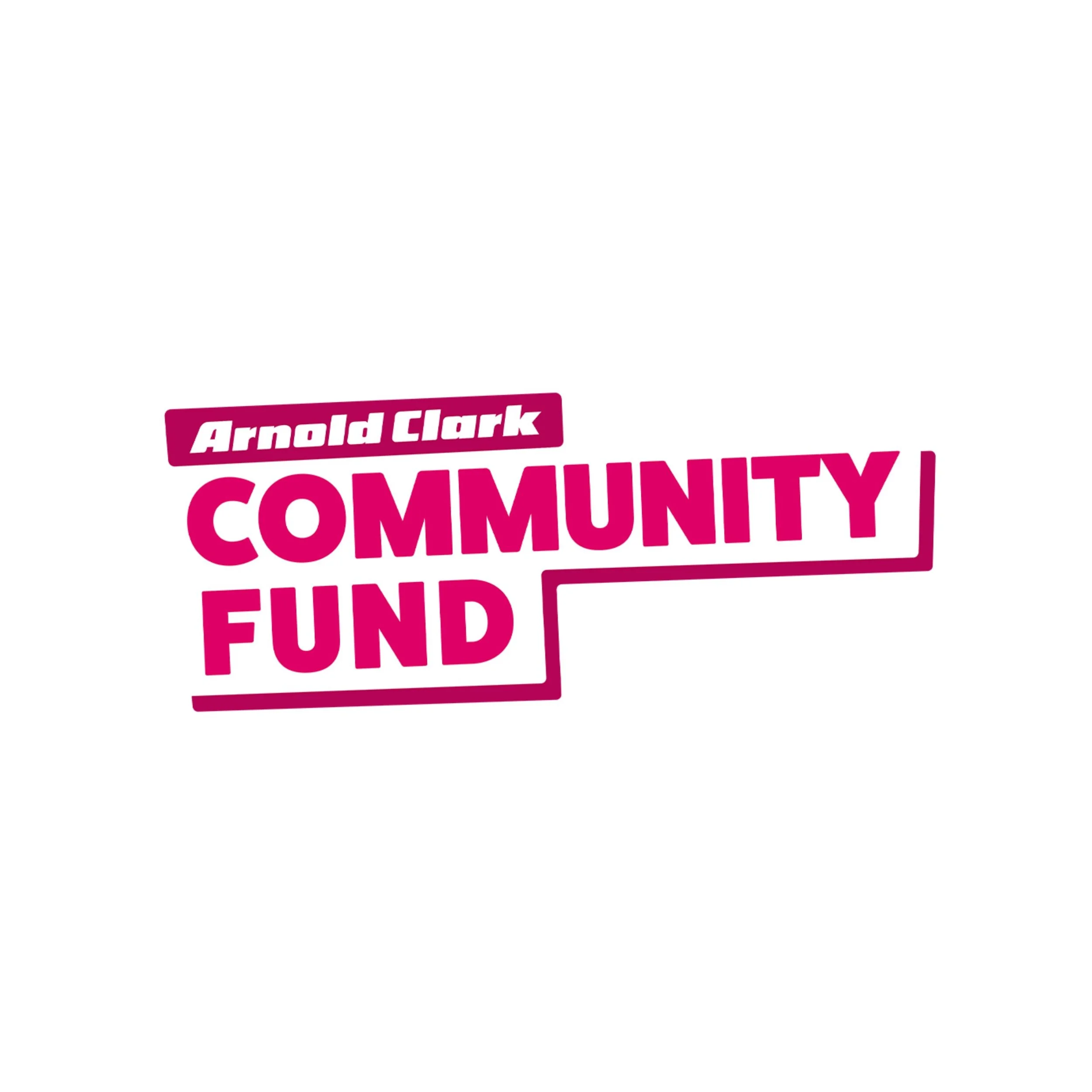 Partial view of a magazine cover featuring bold pink text with the name Arnold Clark and other text about community and funding.