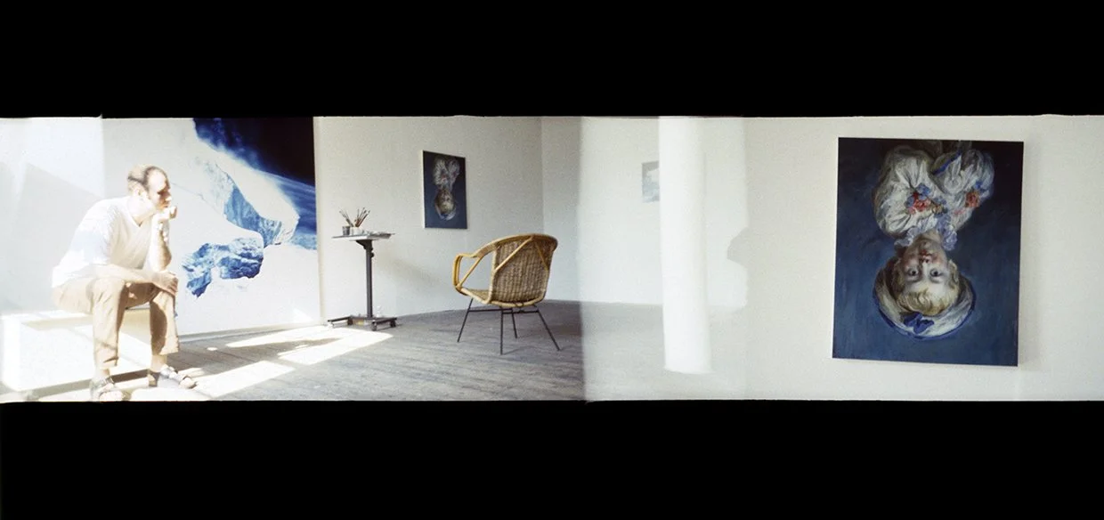 Glenn Brown at his studio, Curtain Road Arts, 1996