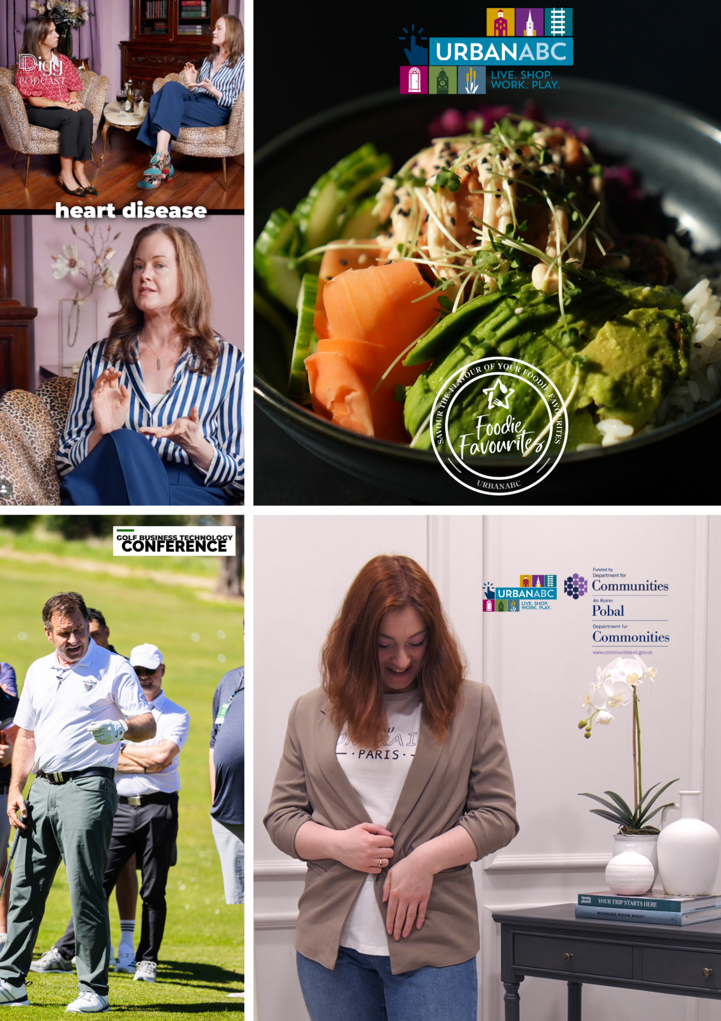 Examples of social media content production for corporate events, conferences, food and lifestyle brands across Northern Ireland.