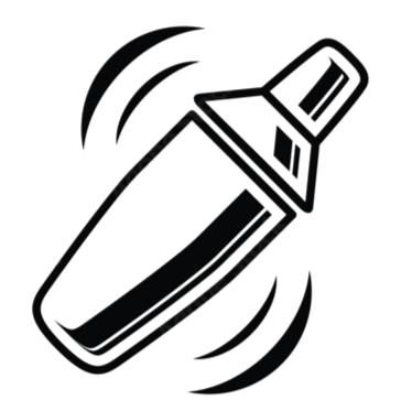 Illustration of a turning shovel or scoop with motion lines.