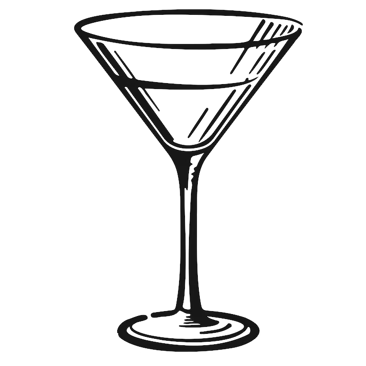Line drawing of a martini glass.