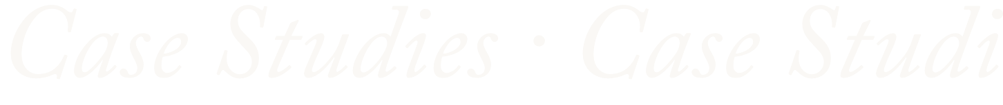 Text reading 'Case Studies' repeated twice in large italic font against a black background.
