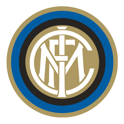 Logotipo do clube de futebol Inter de Milão com cores azul, preto, branco e dourado.
