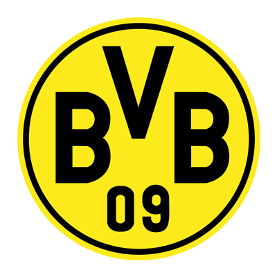 Logotipo do Borussia Dortmund, time de futebol alemão, com fundo amarelo e letras pretas BVB e o número 09.