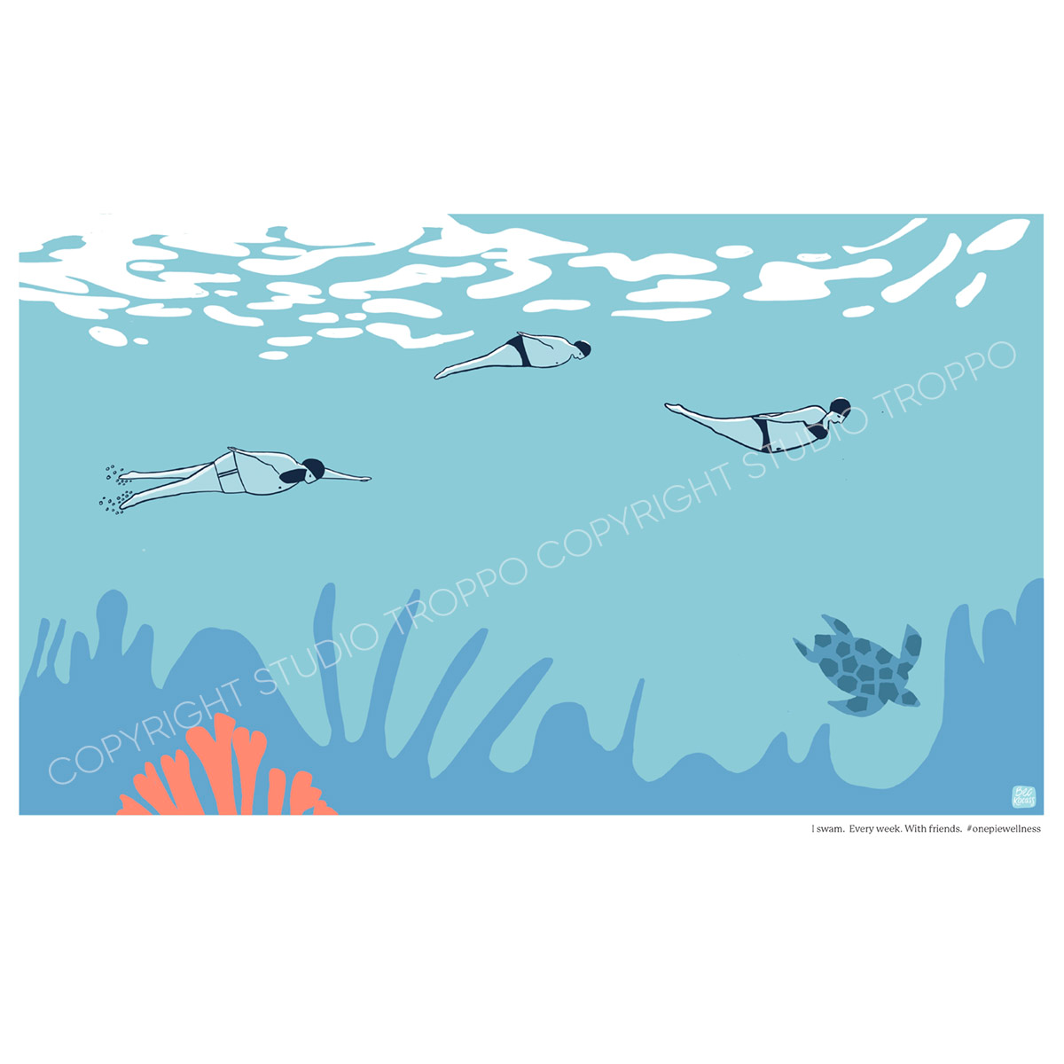 One Pie : I Swam With Friends Print