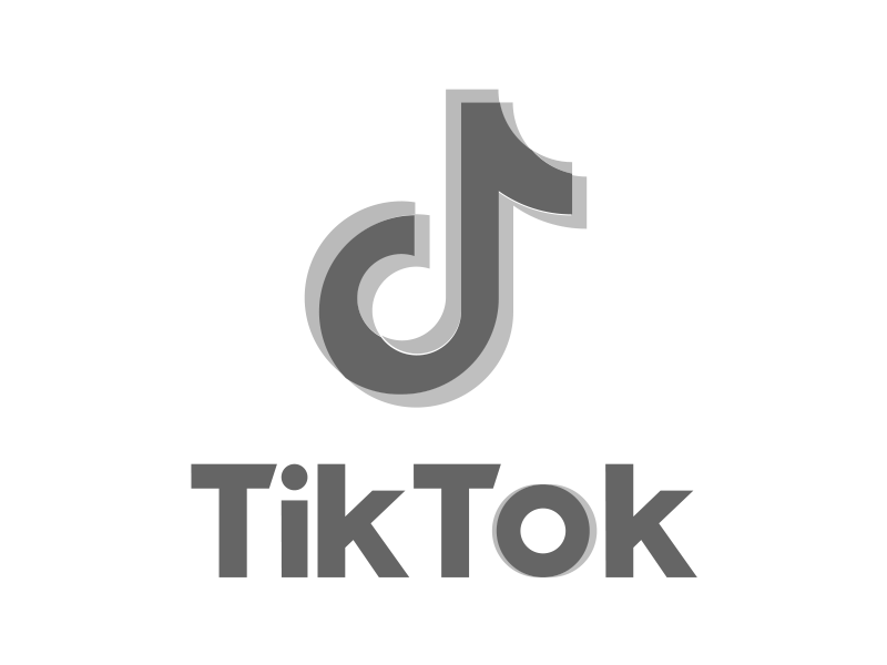 Black background with a large gray TikTok logo and a small white circle underneath.