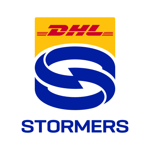 The image features the DHL logo and the Stormers logo, with the DHL logo above the Stormers logo on a black background.
