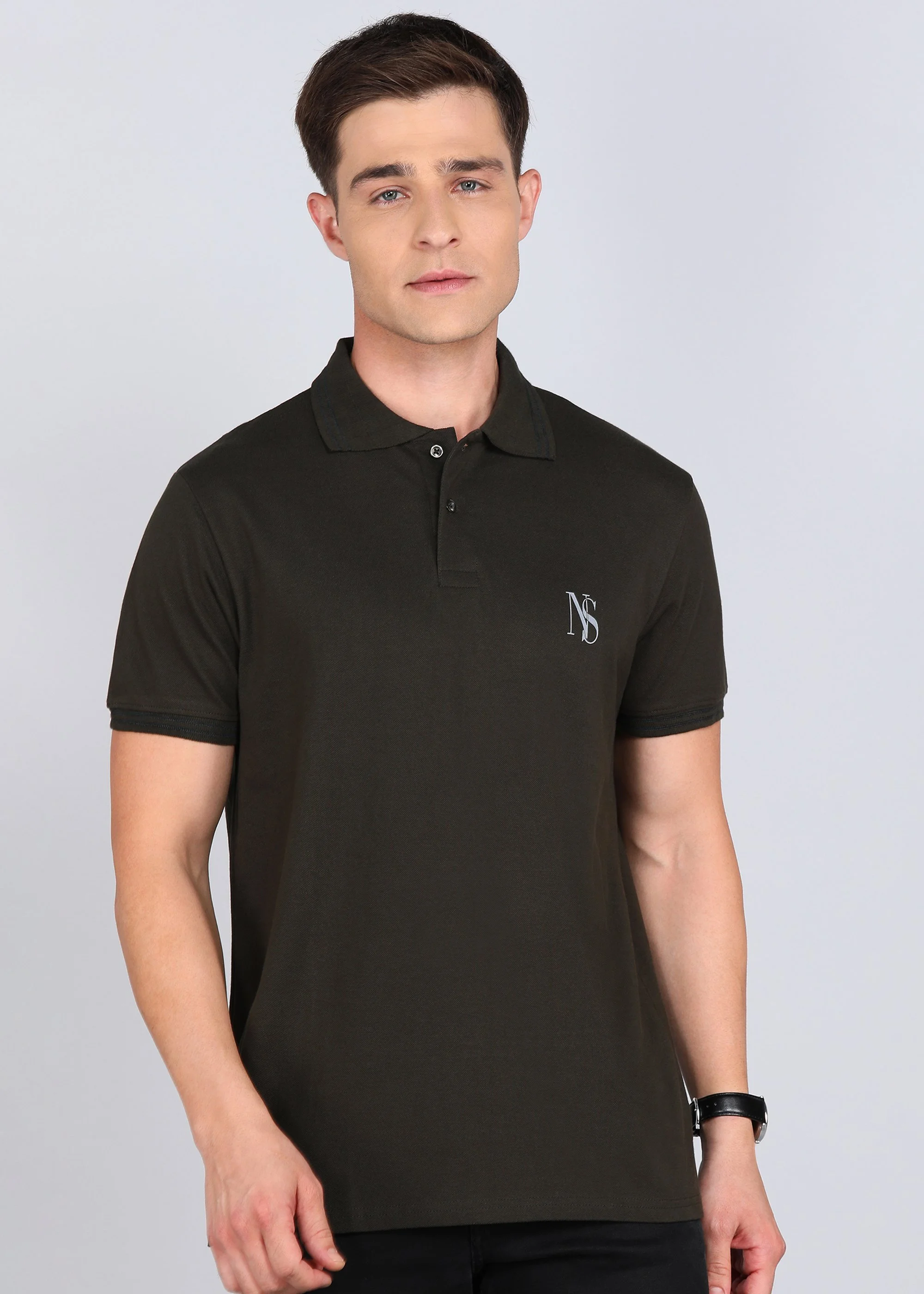 Dark Moss Green Polo Cotton T-Shirt