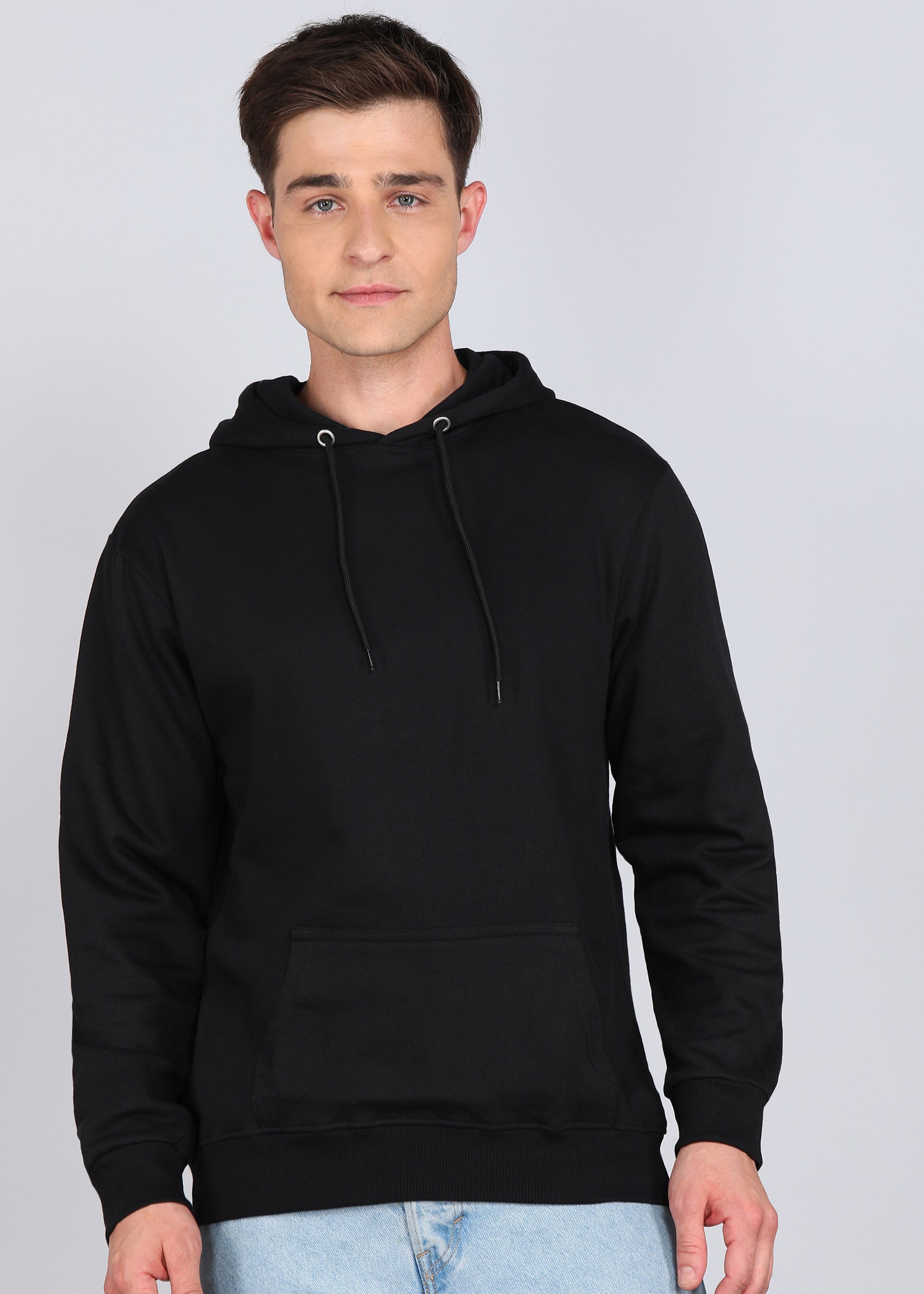 Essential Black Cotton Hoodie