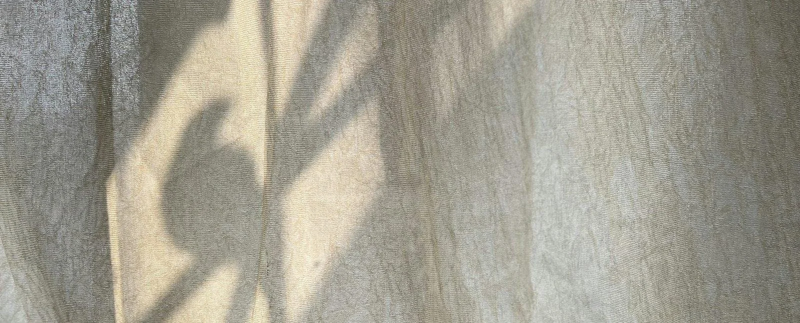 Ombre de feuillage sur un rideau en lin