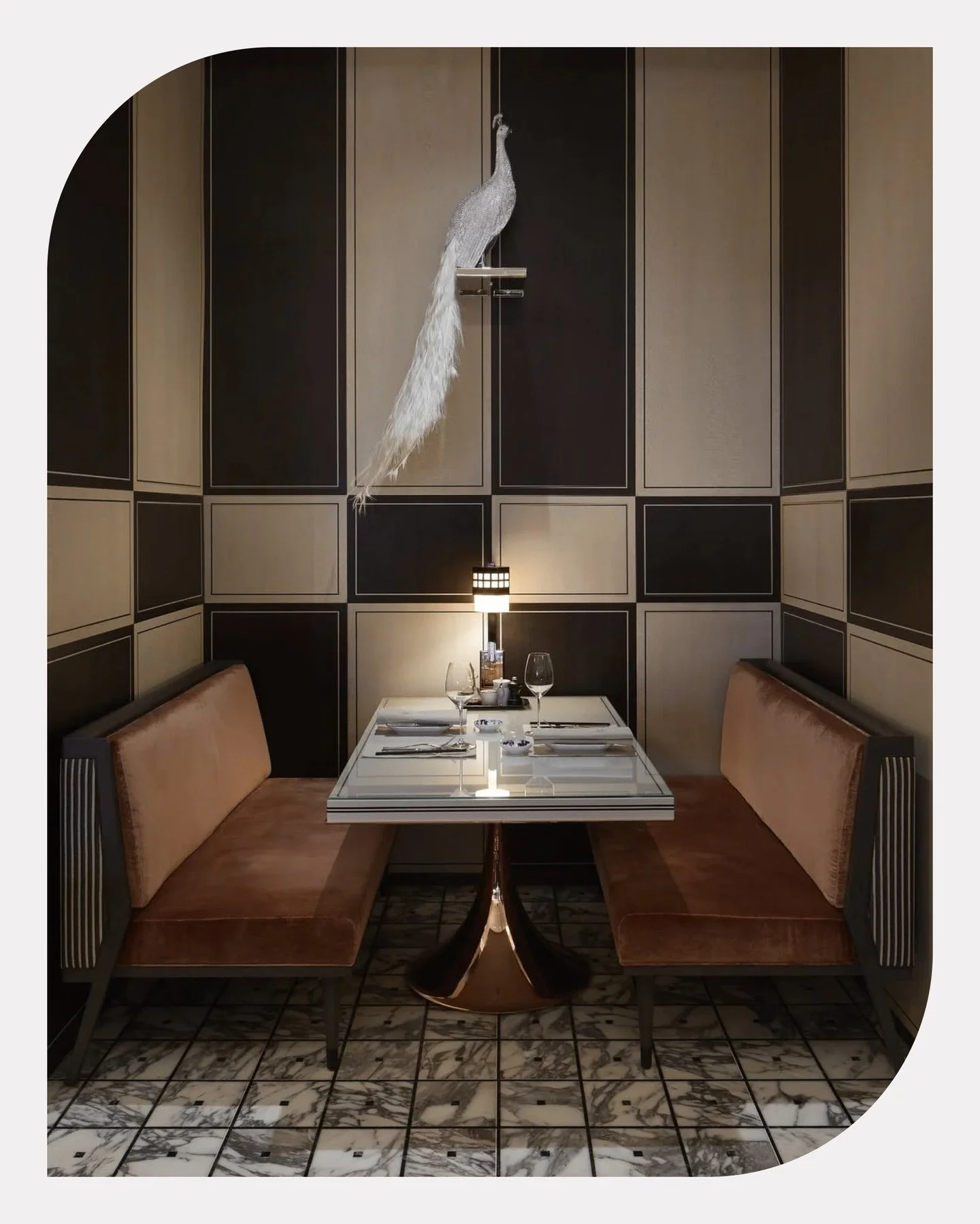 @holtscafehk An opulent reimagining of the Hong Kong cha chaan teng&mdash;where old-world European caf&eacute; glamour collides with layered local nostalgia, unfolding as a velvet-clad, lacquered jewel box of marble, mirrors, and warm, intimate light