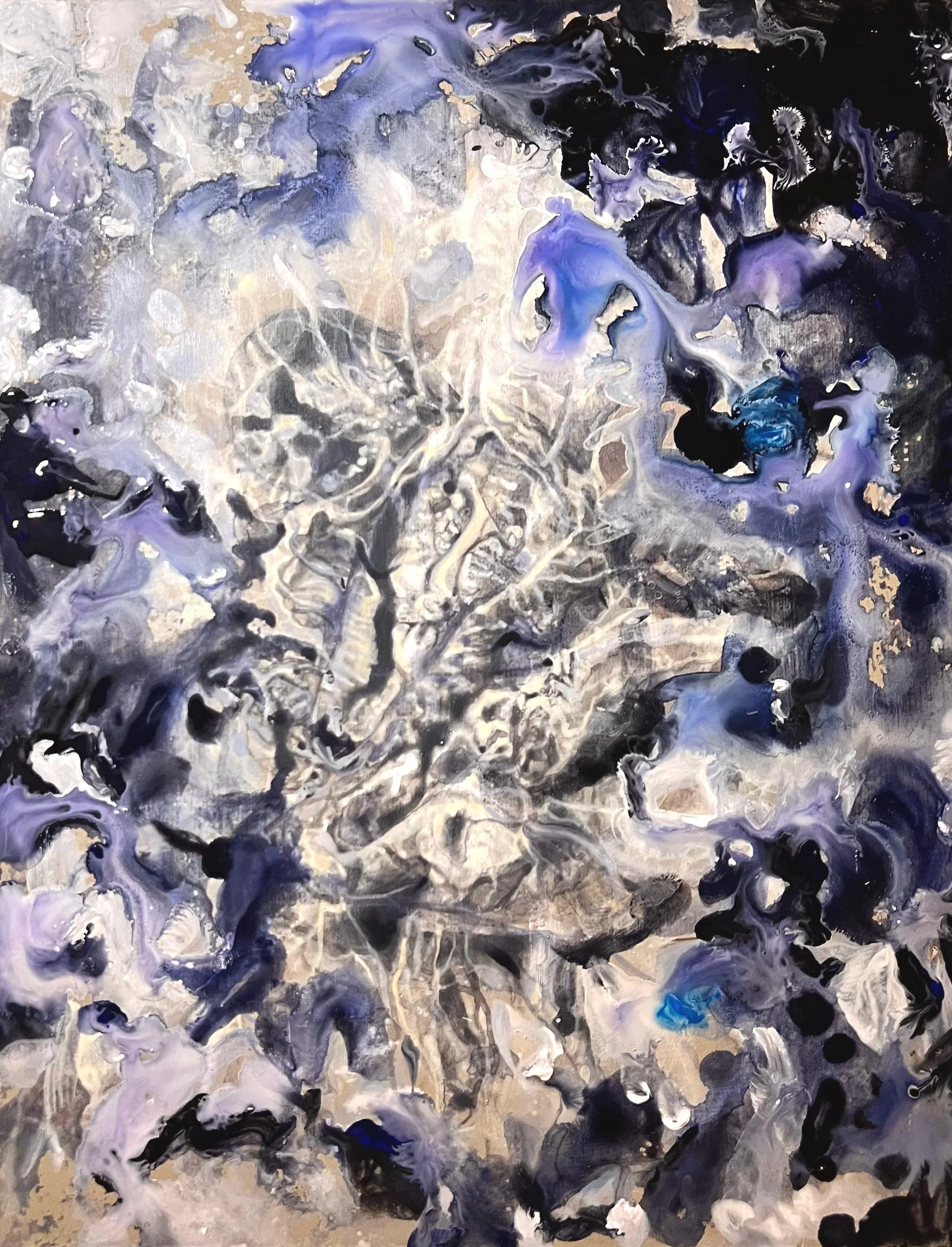 Tracing Memory series, 2024, acrylic on wooden panel, 25.5 × 20 cm.