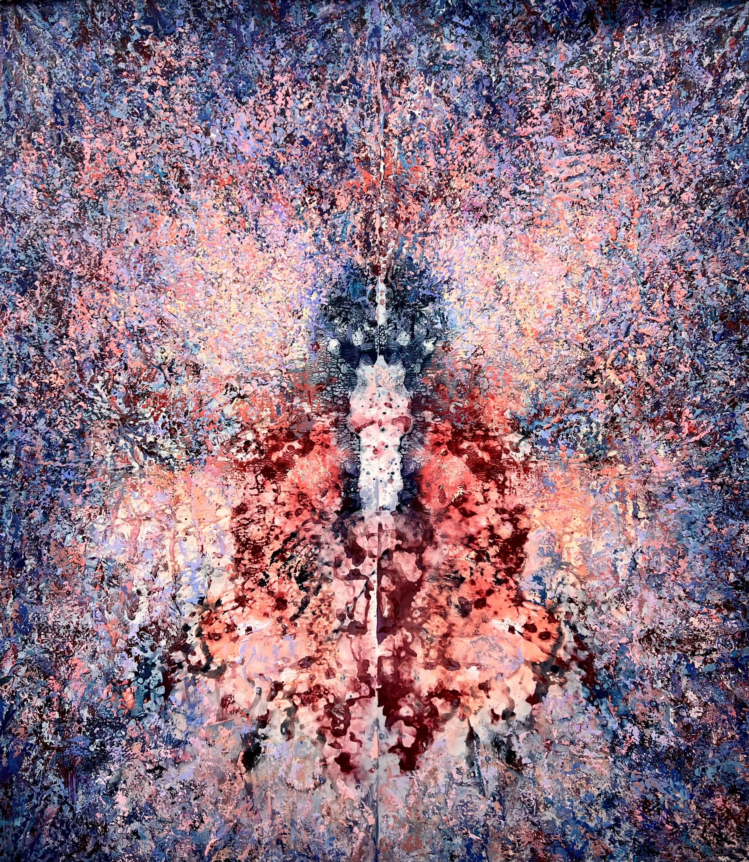 In the Darkness, I Will Meet My Creators, 2024, acrylic on canvas, 172 × 149 cm.