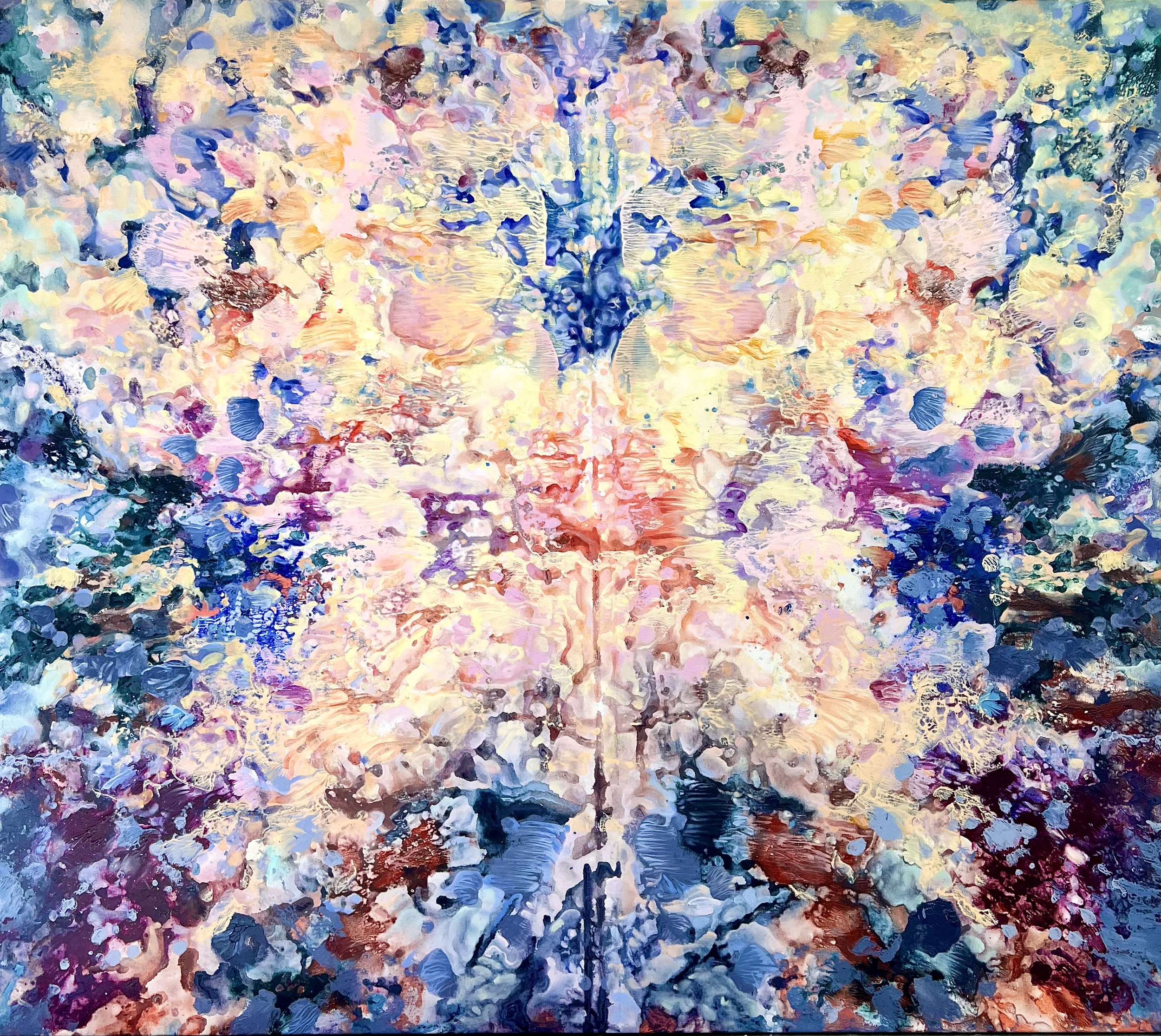 In the Wake of the Sun's Warm Embrace, 2024, 
acrylic and oil on canvas, 155 × 175 cm.