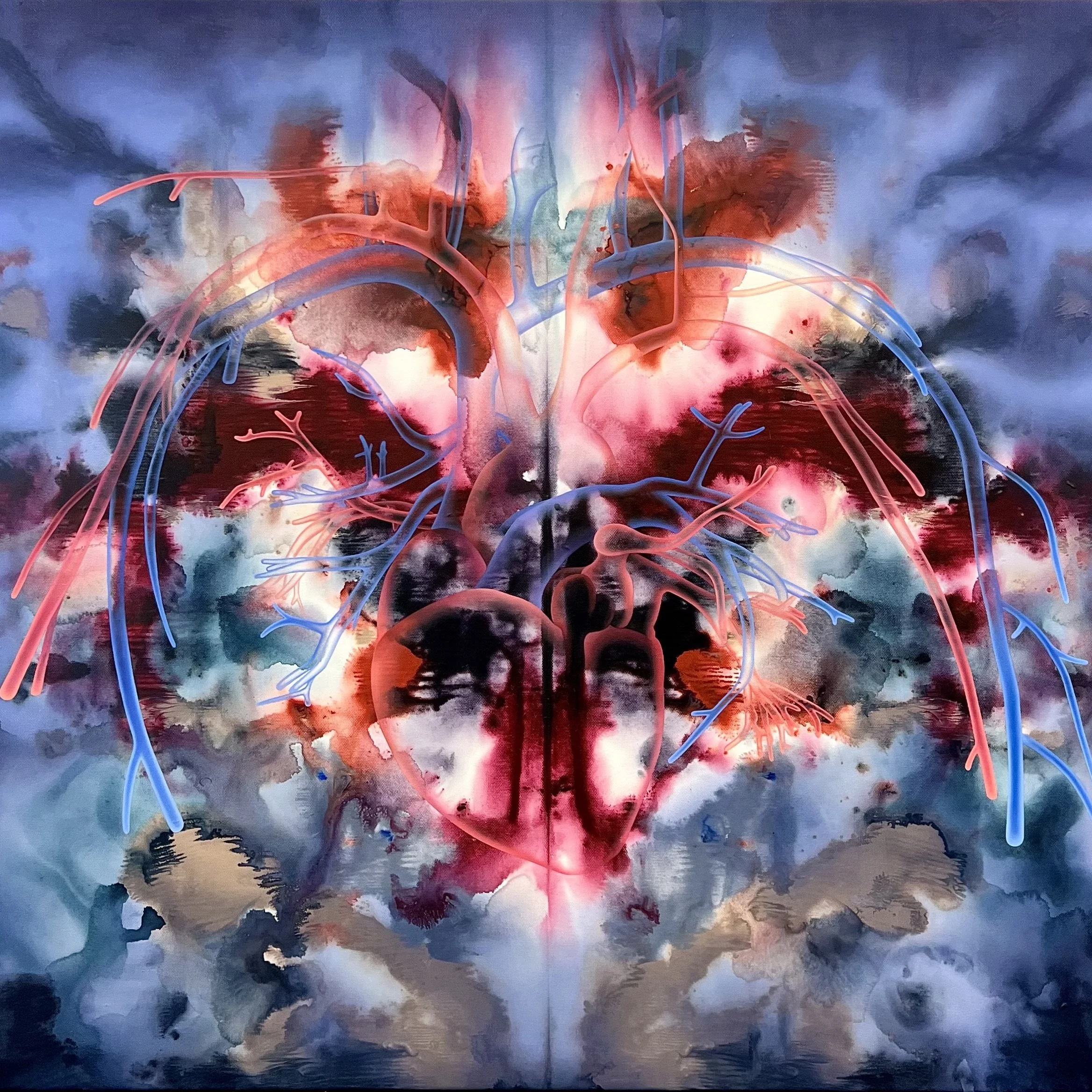 Centrefold, 2025, acrylic and oil on canvas, 125 × 125 cm.