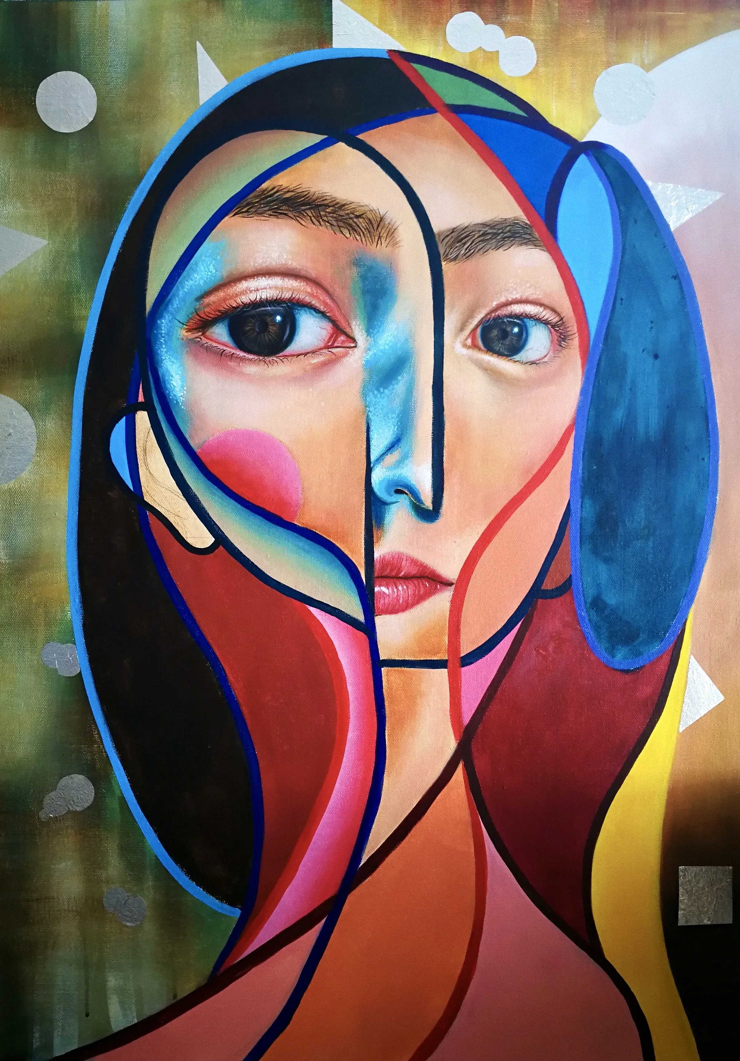 In Between, 2019, acrylic on canvas, 83 × 60 cm.