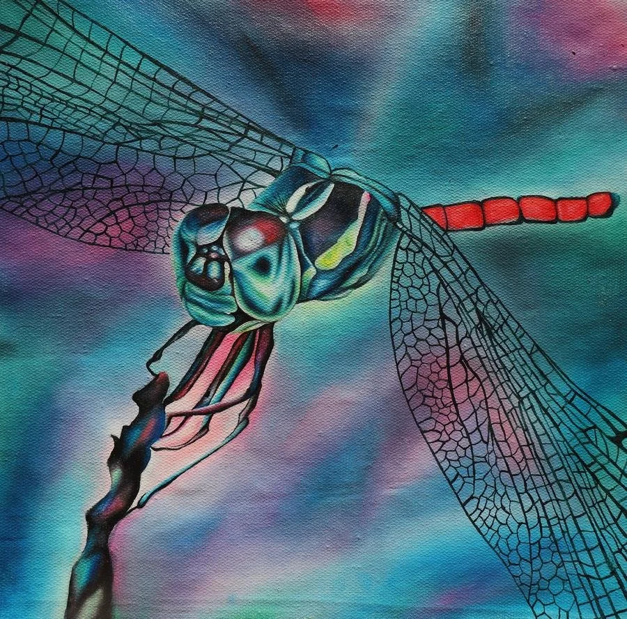 Dragonfly series, 2019, oil on canvas, 30 × 30 cm.