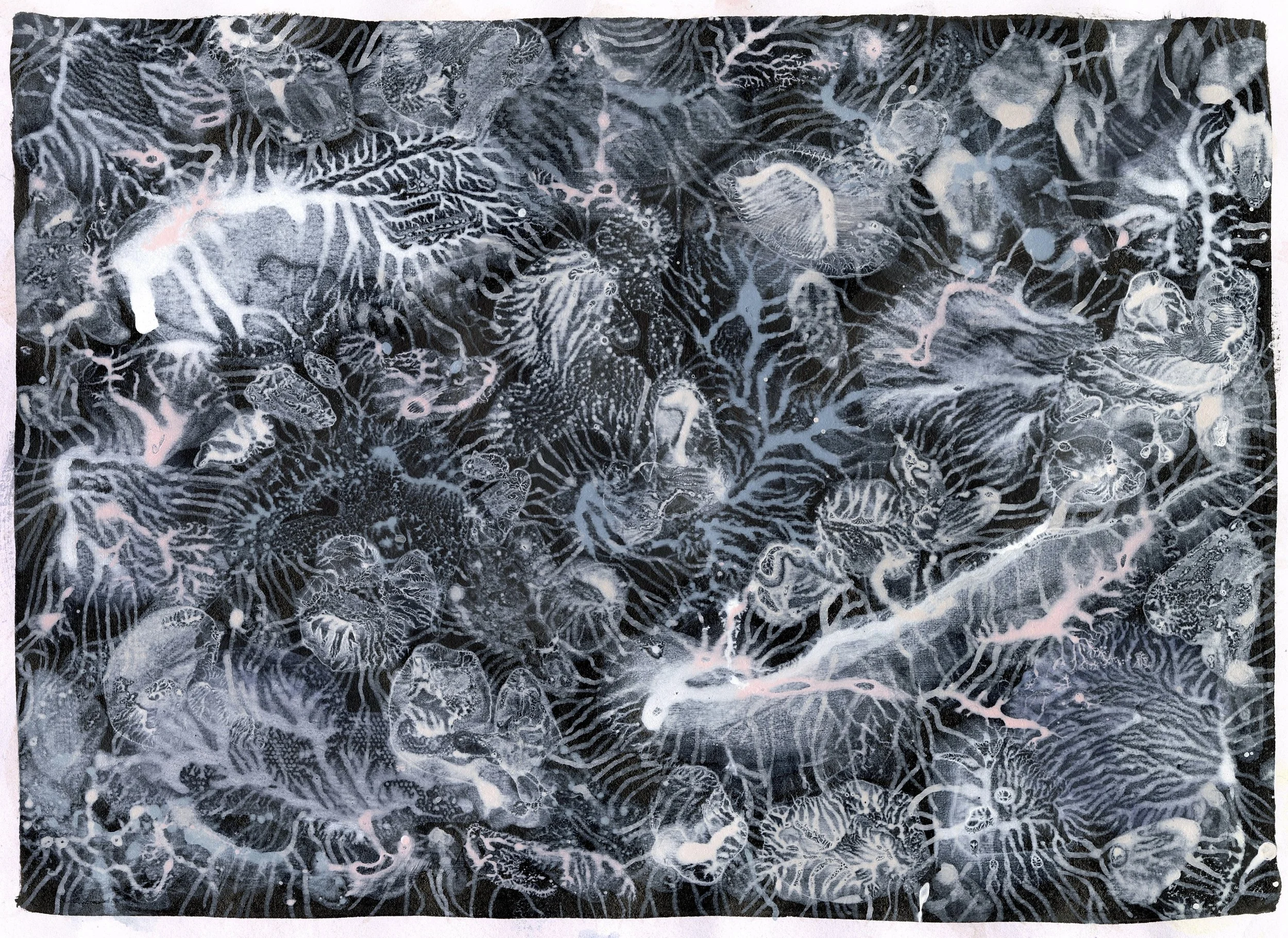 Odyssey, 2025, acrylic on paper, 
20.8 x 28.3 cm.